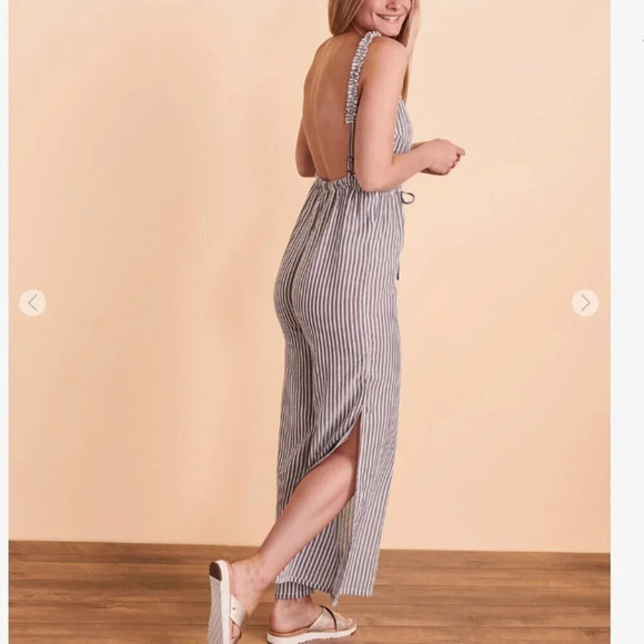 Roxy Striped Jumpsuit in Navy and White - Picture 2 of 9